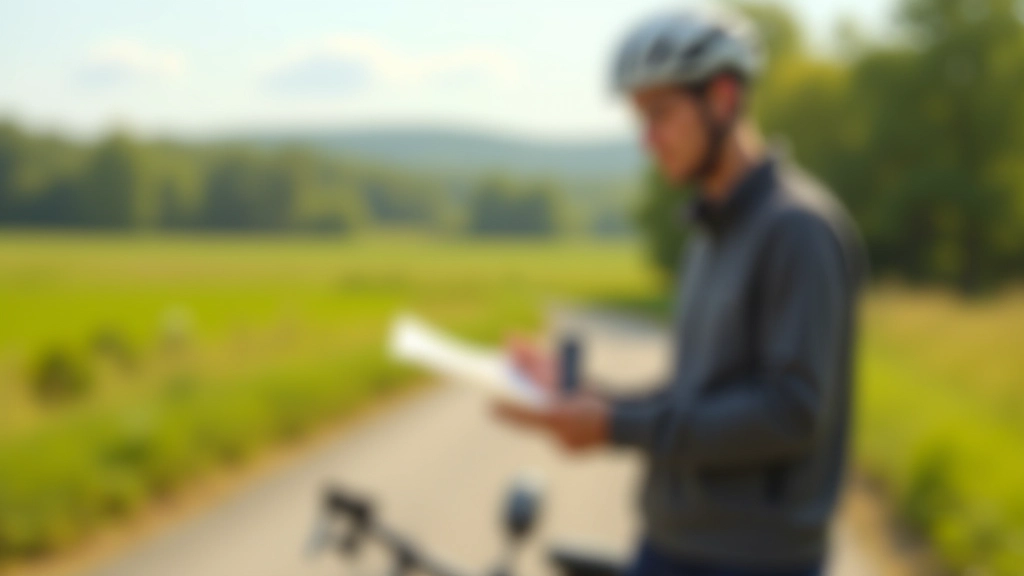 Cyclist planning route with digital tools in Czech countryside