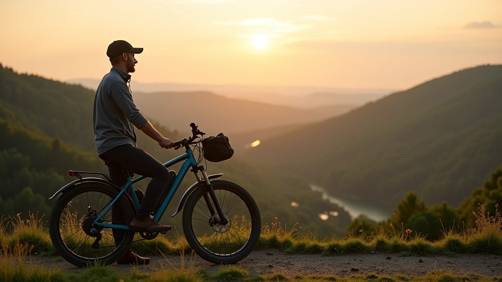 Bike at scenic cycling route overlook in Czech Republic