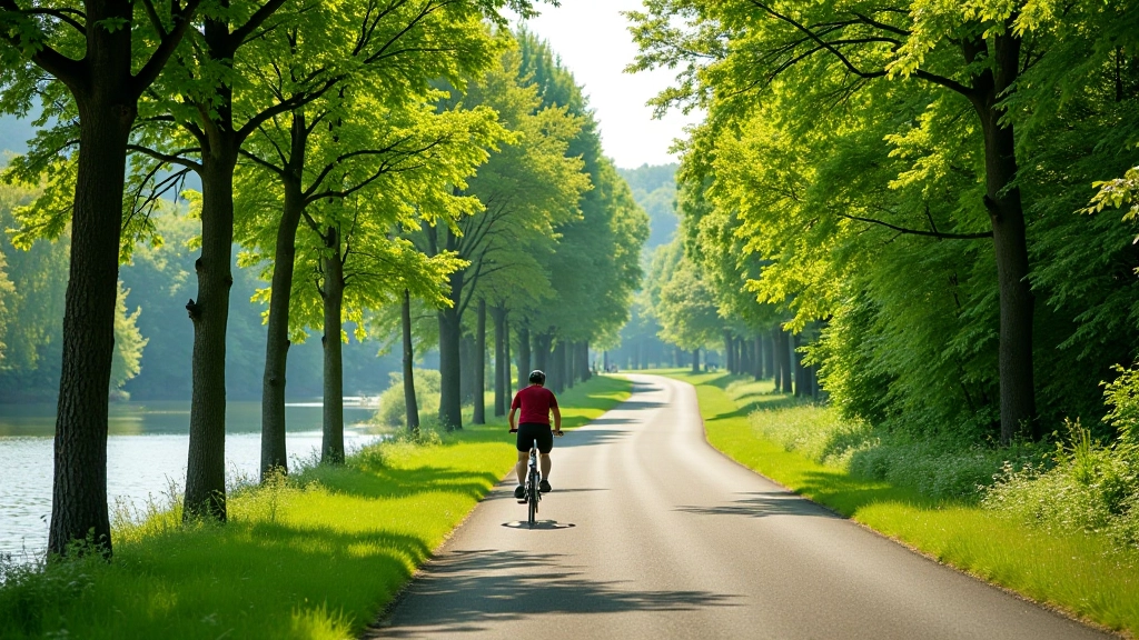 Scenic Vltava river cycling route through Czech countryside with tree-lined paths and water views