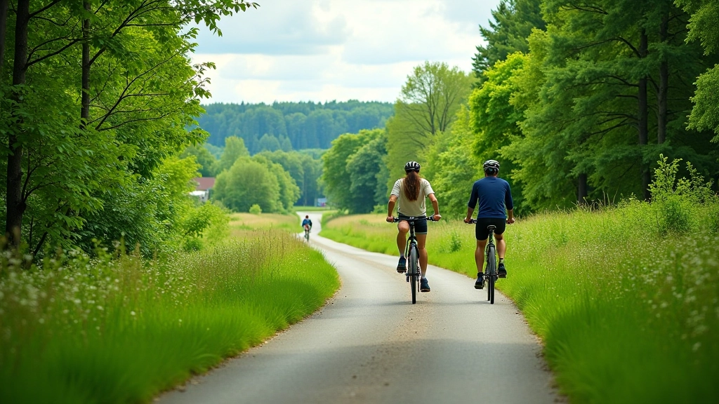 South Bohemia Greenway cycling trail through scenic landscape with forests and villages